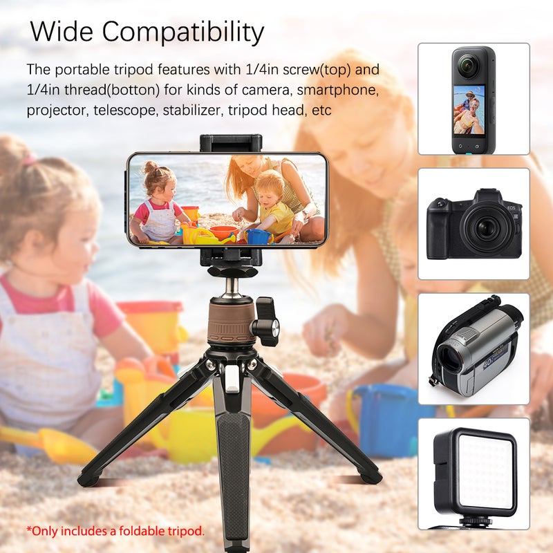 Foldable Tripod with Detachable Ball Head Aluminum Alloy 3kg/6.6lbs Load Capacity Compatible with CANON/ NIKON/ SONY Camera And DJI Gimbals - Image 4
