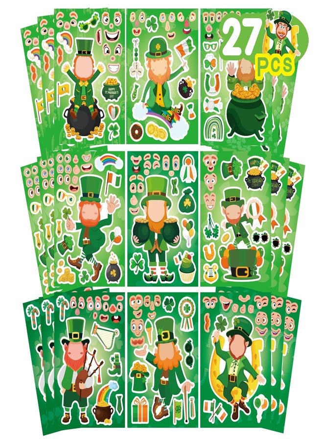 OTAITY 27 Sheets St. Patrick's Day Stickers for Kids Toddlers, Make a Face Stickers, Make Your Own Stickers DIY Saint Patrick Irish Stickers for St. Patrick's Day Craft Party Favor Decorations - Image 1