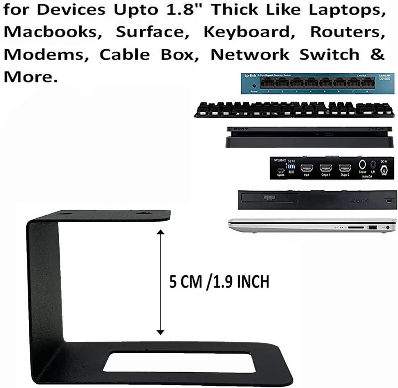 AUXPhome (3) Laptop Holder Under Desk Laptop Mount Organizer Rack Storage Shelf, Add On Under Table Laptops, Keyboard, Routers, Modems, Cable Box, Network Switch & More, Desk Accessories - Image 3