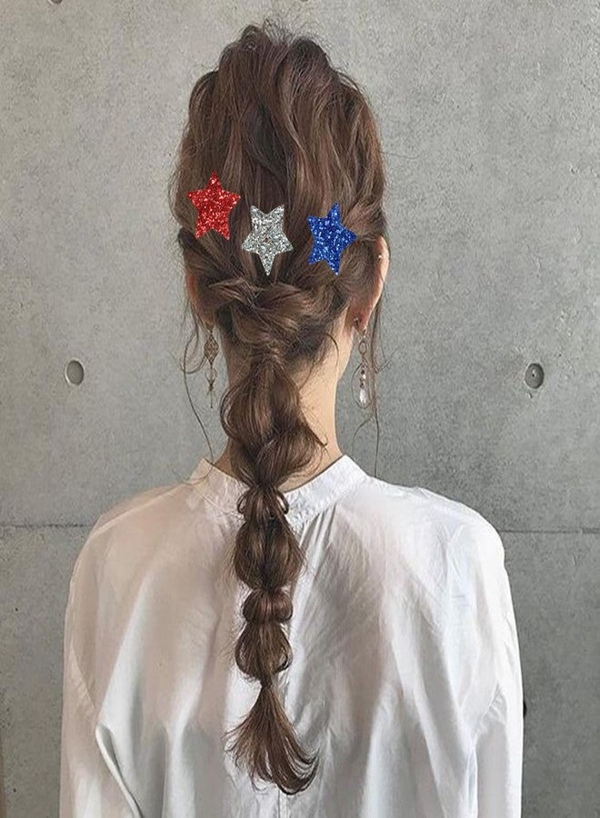 OSTTMA 6Pcs 4th of July Hair Clips, Glitter American Flag Patriotic Design Independence Day Hair Accessories, Red White Blue Star Hairpins Barrettes for Party Cheering Squad Hairs Decorations - Image 4