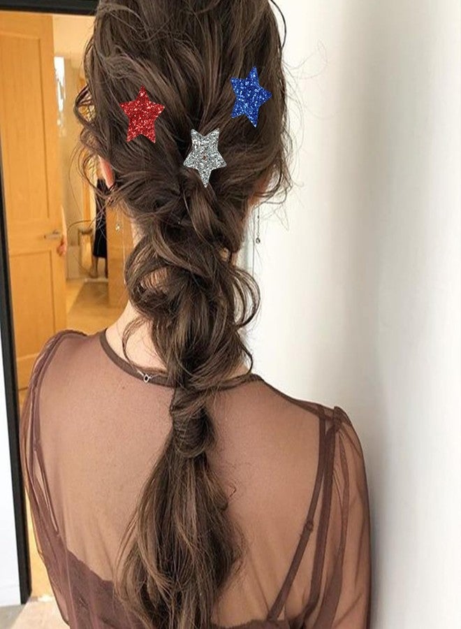 OSTTMA 6Pcs 4th of July Hair Clips, Glitter American Flag Patriotic Design Independence Day Hair Accessories, Red White Blue Star Hairpins Barrettes for Party Cheering Squad Hairs Decorations - Image 3