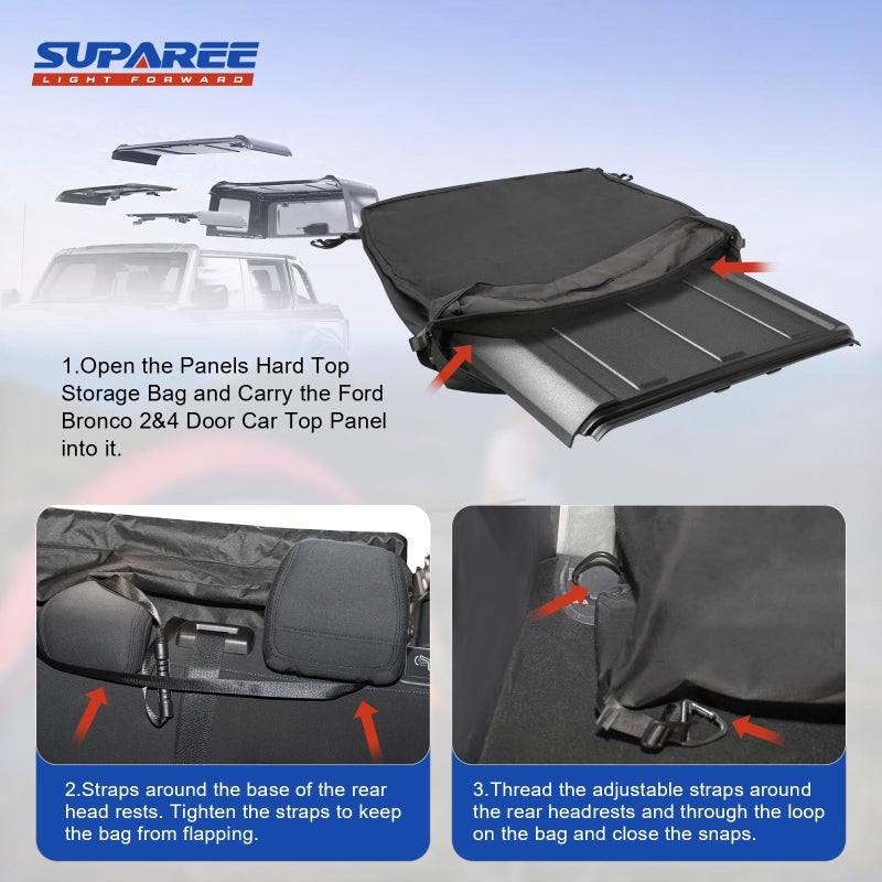 SUPAREE Freedom Panel Storage Bag Hard Top Storage Bag with Handle Compatible with 2021-2025 Ford Bronco 2&4 Door Car Top Panel Protector Bag Freedom Driving Accessories - Image 4