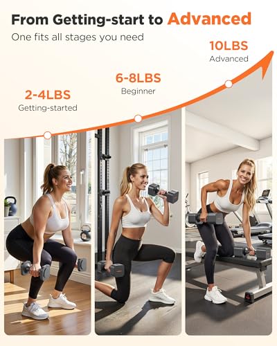 FEIERDUN 5-in-1 Adjustable Dumbbell Set of 2, 20LBS/10LBS Hand Weights for Women, 1s-Adjust Dual-Stable Dumbbell Set for Women Home Gym & Outdoor - Image 4