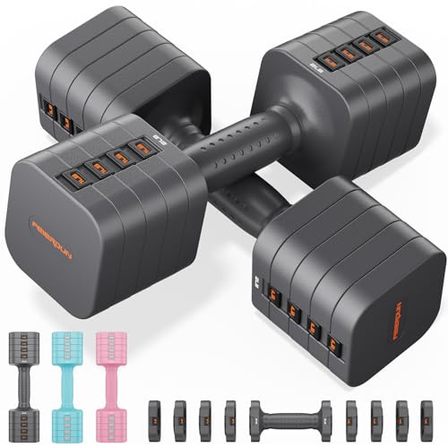 FEIERDUN 5-in-1 Adjustable Dumbbell Set of 2, 20LBS/10LBS Hand Weights for Women, 1s-Adjust Dual-Stable Dumbbell Set for Women Home Gym & Outdoor - Image 1