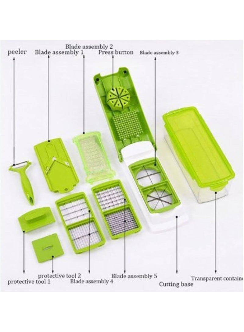 16-Piece Vegetable & Fruit Slicer – Food Chopper and Mandoline Cutter, Stainless Steel - Image 3