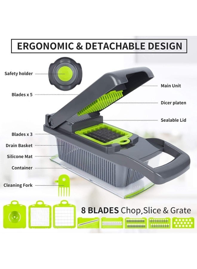 16-Piece Vegetable & Fruit Slicer – Food Chopper and Mandoline Cutter, Stainless Steel - Image 2