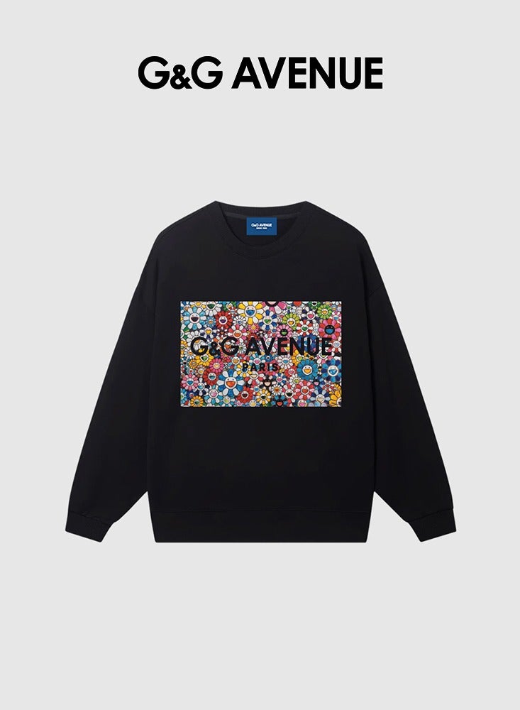 G&G AVENUE Spring and Autumn unisex round neck long sleeved loose sportswear casual style soft and comfortable long sleeved top black long sleeved hip-hop fashion sportswear  - Image 2