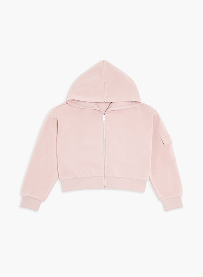 FOREVER 21 Girls Cargo Zip-Up Hoodie (Kids)  - Image 4