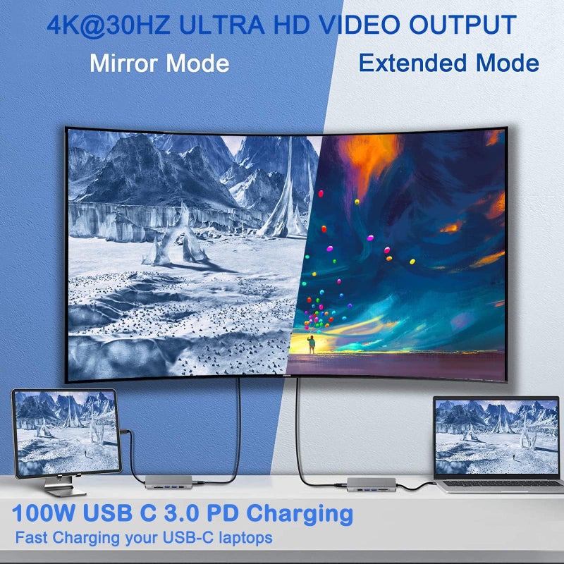 OseTub 8-in-1 USB C Hub with M.2 NVMe SSD Enclosure, 4K HDMI, 100W PD, 10Gbps USB-C, USB3.1, SD/TF Card Reader for XPS, Dell, MacBook Pro, iPad Pro Upgraded - Image 3
