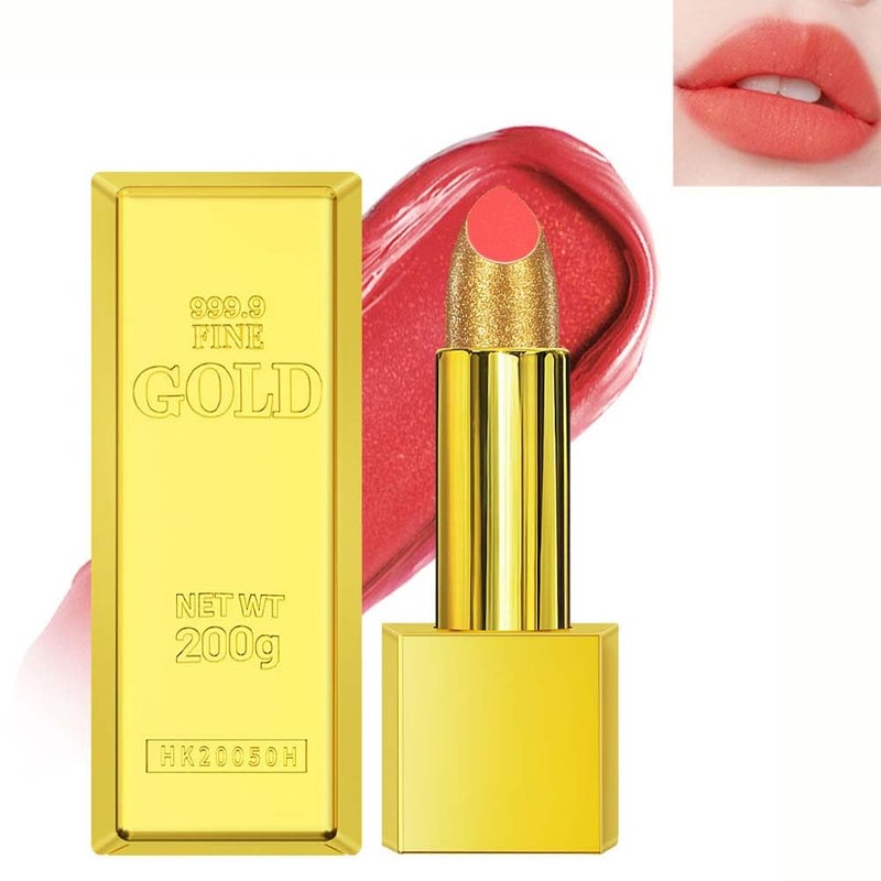 BEUKING Gold Lipstick Velvet Nude Red Pink Lip Tint Non-Smudge High Pigment Not Fade Smooth Long-Lasting Wear Non-Stick Cup Waterproof Matte Lady Lip Gloss for Girl Women Lady Daily Lip Makeup (#3) - Image 1