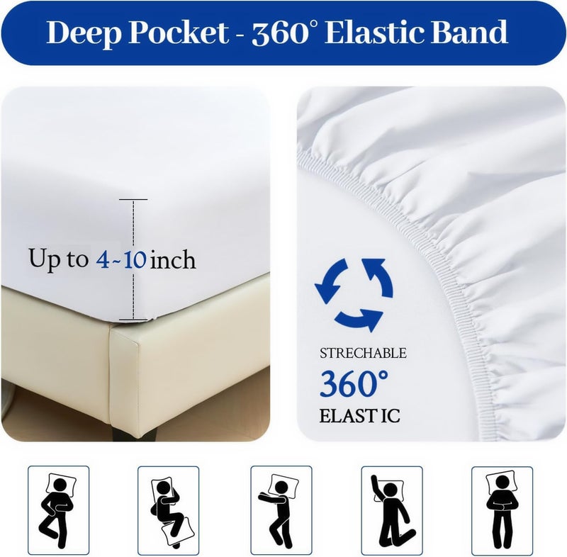 DECOREZA 280 TC Cotton Feel All Around Elastic Fitted Bedsheets,Elastic Fitted Bedsheets Queen Size,Bedsheet for Double Bed Elastic Fitted with 2 Pillow Covers,Size - 60 x 78 x 8 Inch,Maroon Tree - Image 2