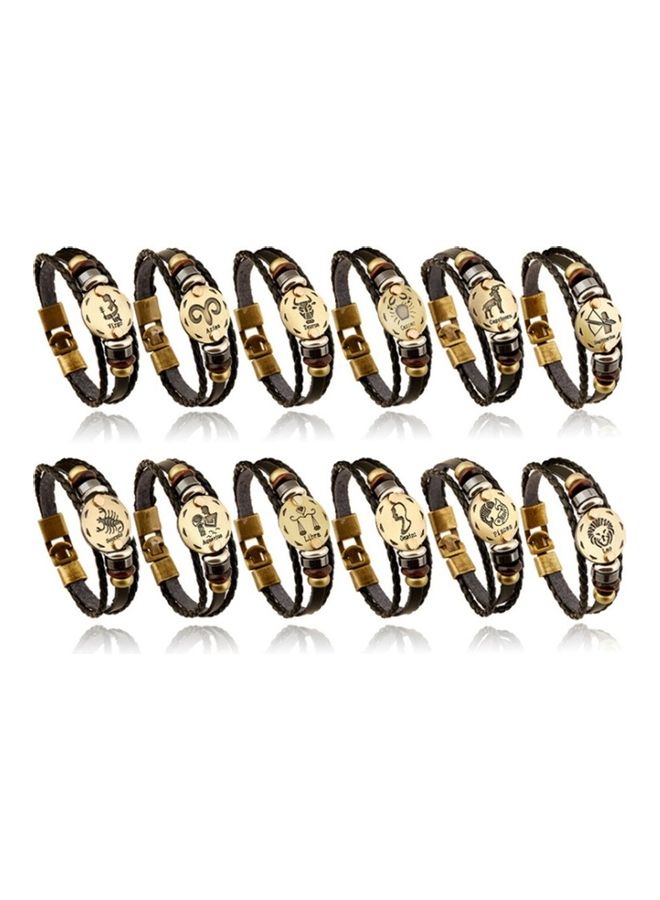 سوار من الجلد مزين ب 12 برج فلكي - Image 1