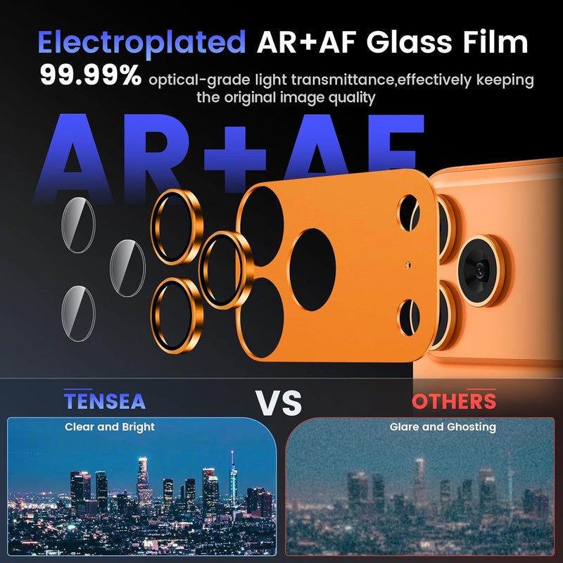 Tensea for iPhone 17 Pro Camera Lens Protector, Metal Aluminum Alloy Tempered Glass Cover Camera Screen Protector Accessories, Case Friendly - Image 3