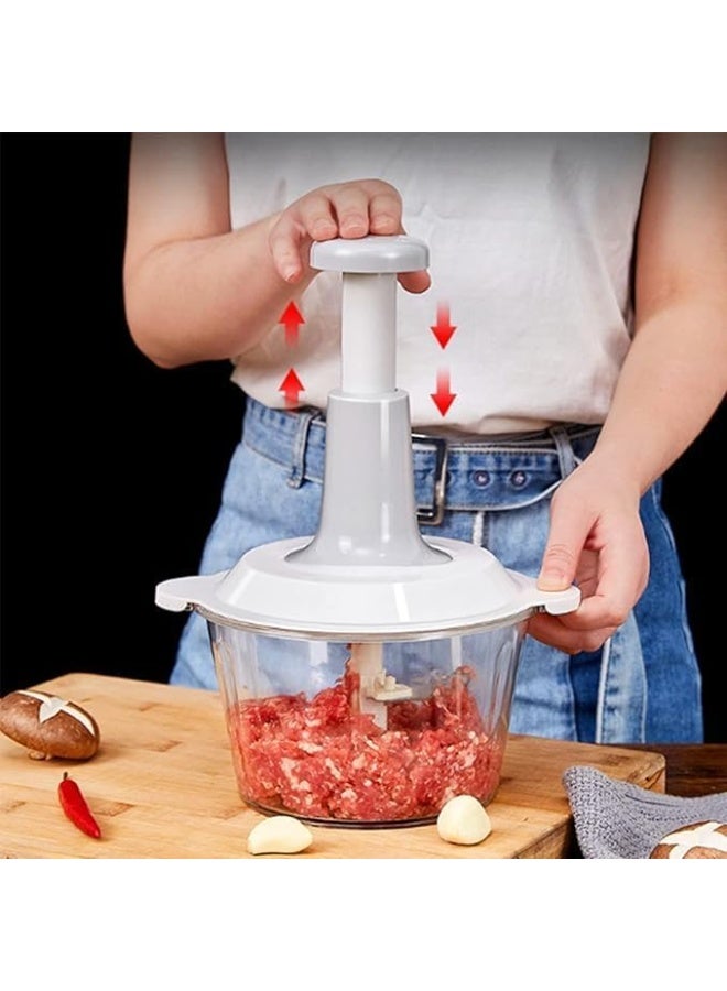 2L Multi-Purpose Manual Grinder – For Chopping Vegetables, Onions, and Garlic – With Whisk and Silicone Base HR - Image 4