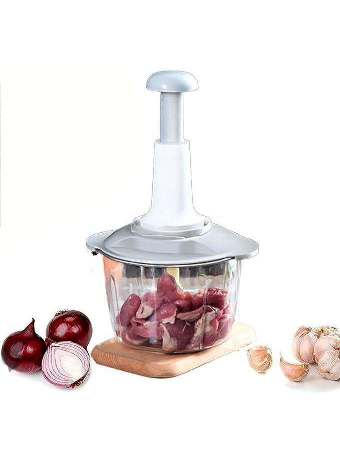 2L Multi-Purpose Manual Grinder – For Chopping Vegetables, Onions, and Garlic – With Whisk and Silicone Base HR - Image 2