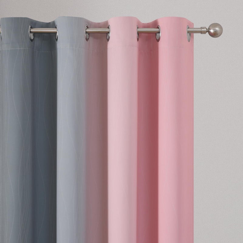 Estelar Textiler Pink and Grey Blackout Curtains 84 inch Length,Ombre Full Room Darkening Window Curtains for Living Room,Grommet Thermal Insulated Drapes,Light Blocking Curtains for Girls Bedroom,52x84 Inch, 2 Panels - Image 4