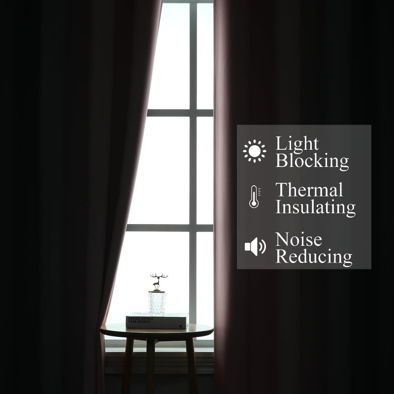 Estelar Textiler Pink and Grey Blackout Curtains 84 inch Length,Ombre Full Room Darkening Window Curtains for Living Room,Grommet Thermal Insulated Drapes,Light Blocking Curtains for Girls Bedroom,52x84 Inch, 2 Panels - Image 3