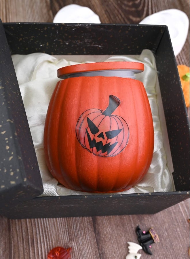 Candle Jar Molds, Pumpkin Silicone Concrete Molds for Holder with Lids, Vessels Cement Making Supplies Home Decor(with 5 Sealing Rings)