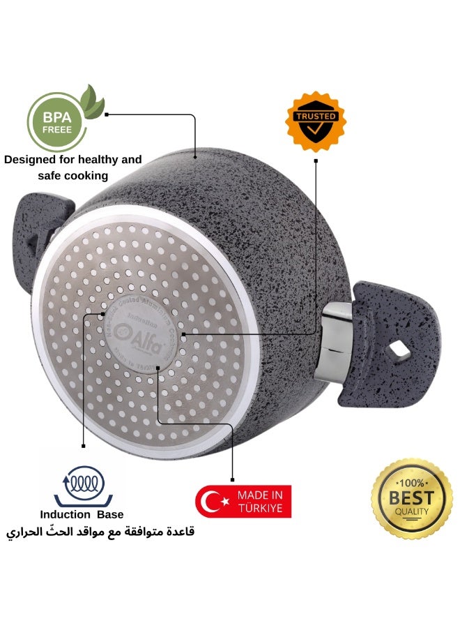 ALFA 7 Piece Swiss Stone Granite Cookware Set Non Stick Induction Base Premium Kitchen Pots and Pans Set Made in Türkiye - Image 2
