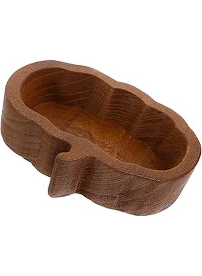 Wooden Pumpkin Design Fruit Bowl and Serving Tray Set Deep Brown for Home Kitchen - Image 1