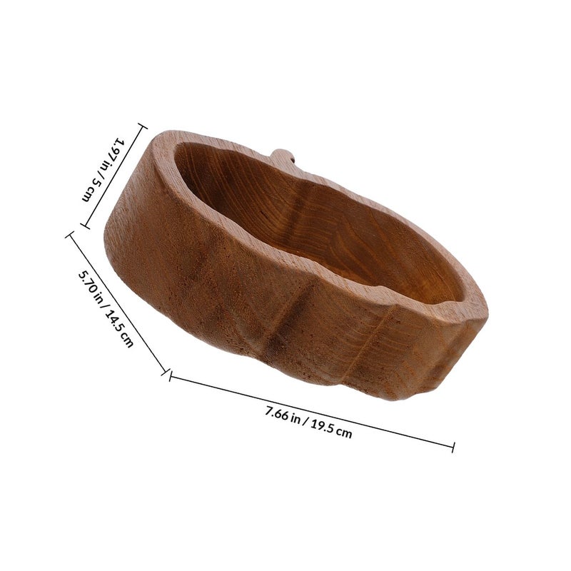 Wooden Pumpkin Design Fruit Bowl and Serving Tray Set Deep Brown for Home Kitchen - Image 3