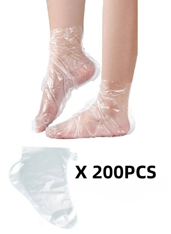 200PCS Clear Plastic Disposable Booties With Sticker Paraffin Wax Foot Bath Liners Thermal Therapy Feet Covers bags For Home Spa Salon Foot Care - Image 1