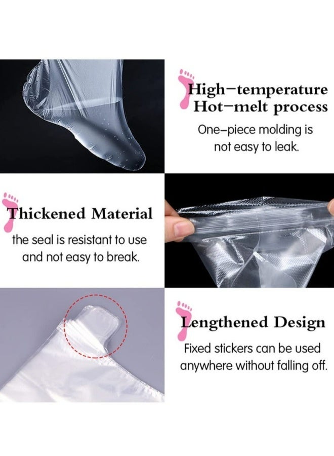 200PCS Clear Plastic Disposable Booties With Sticker Paraffin Wax Foot Bath Liners Thermal Therapy Feet Covers bags For Home Spa Salon Foot Care - Image 4