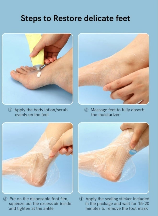 200PCS Clear Plastic Disposable Booties With Sticker Paraffin Wax Foot Bath Liners Thermal Therapy Feet Covers bags For Home Spa Salon Foot Care - Image 3