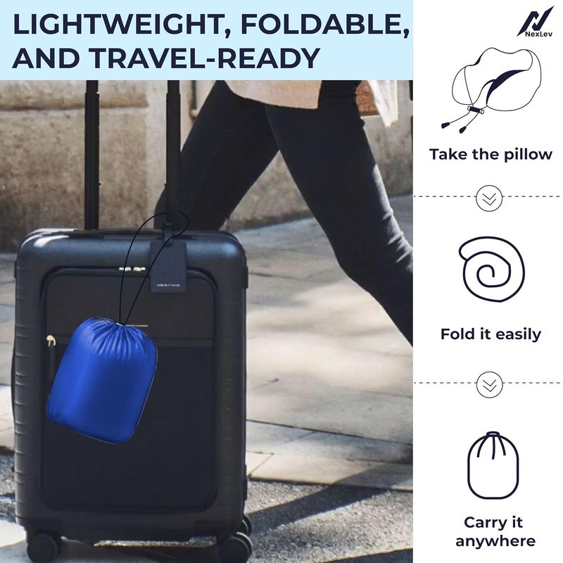 nexlev وسادة سفر للرقبة | فوم ميموري أورثوبيديكي متميز | للاستخدام في الطائرة، السيارة، القطار، المكتب وآلام الرقبة | قابلة للغسل في الغسالة | دعم 360 | حقيبة حمل للتخزين | NP-07 - Image 5