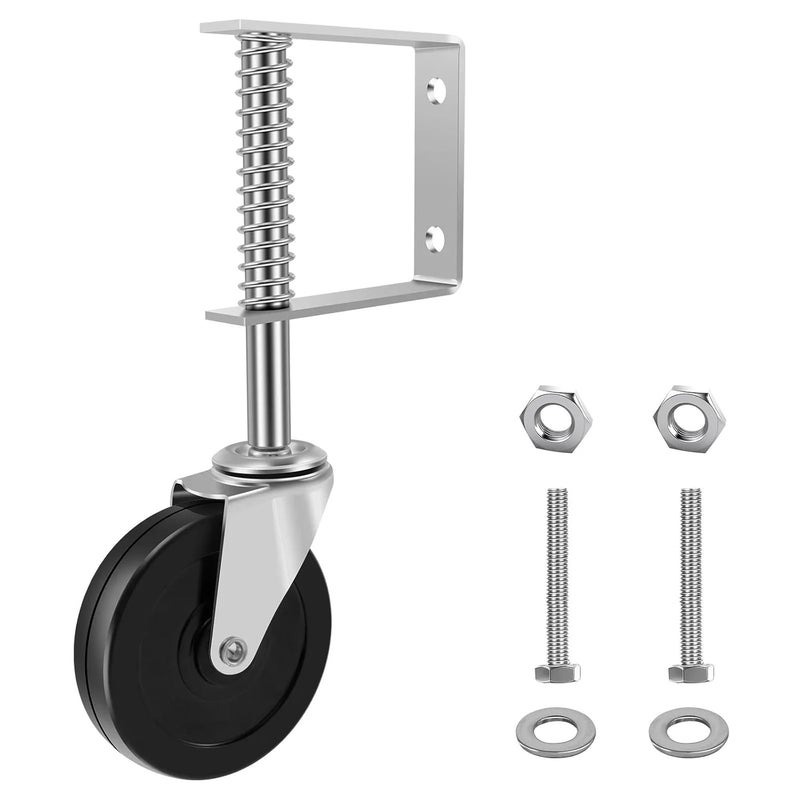 4 Inch Spring Loaded Gate Wheels 2 Pack 360 Rotatable 70kg Load Capacity Adjustable Height - Image 2