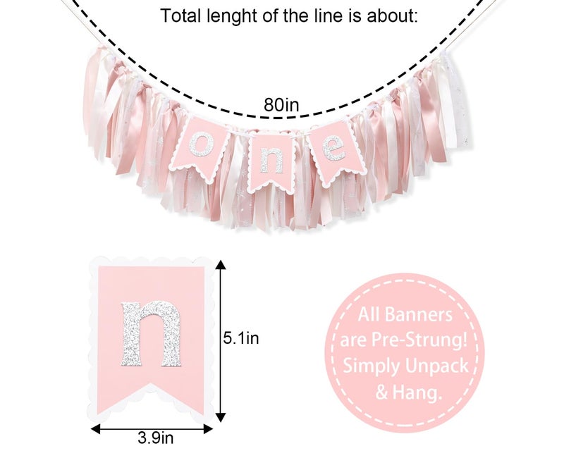 UOAOU Winter Snowflake One High Chair Tulle Tutu - Snowflake First Birthday Decorations, Winter Onederland 1st Birthday Banner, Pink And Silver Tutu, 1st Photo Prop Cake Smash - Image 2