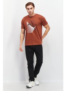 Tailored Recreation Men Crew Neck Short Sleeves Printed T-Shirt, Rust  - Image 4