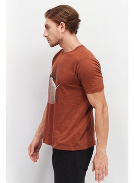 Tailored Recreation Men Crew Neck Short Sleeves Printed T-Shirt, Rust  - Image 2