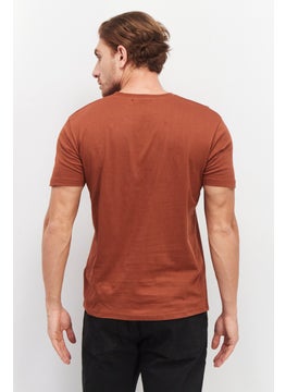 Tailored Recreation Men Crew Neck Short Sleeves Printed T-Shirt, Rust  - Image 3