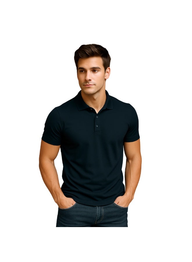 PRINTSHOP4ME Men's Regular-Fit Golf Polo T-shirt Pure Cotton Short Sleeve 220 GSM Basic Colors - Image 2