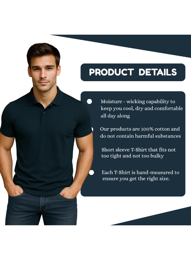 PRINTSHOP4ME Men's Regular-Fit Golf Polo T-shirt Pure Cotton Short Sleeve 220 GSM Basic Colors - Image 3