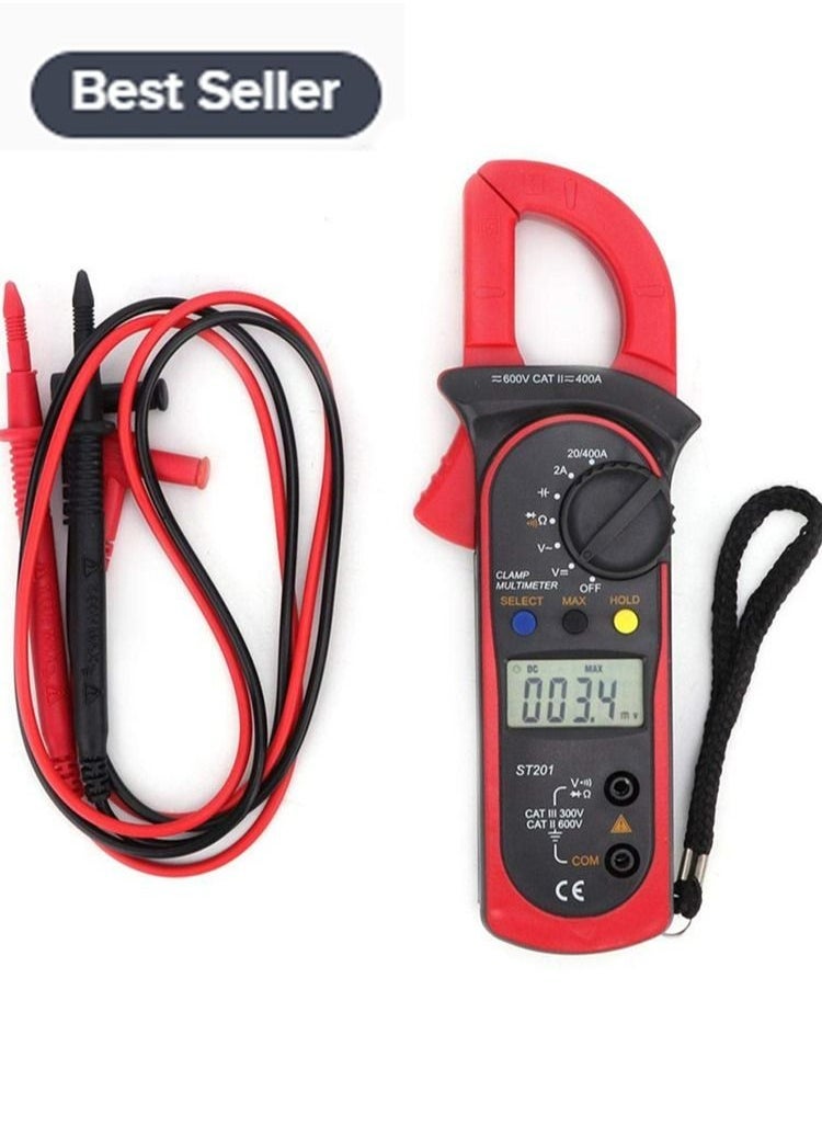 Meiyilan - Digital Clamp Meter, ST200 4000 Counts Multimeter Voltage Tester Amp Meter, Measuring AC DC Voltage Current Resistance Capacitance Diodes Frequency Continuity (Red) - Image 1