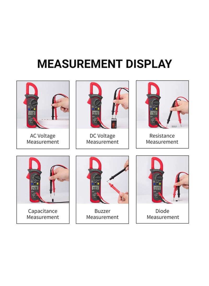 Meiyilan - Digital Clamp Meter, ST200 4000 Counts Multimeter Voltage Tester Amp Meter, Measuring AC DC Voltage Current Resistance Capacitance Diodes Frequency Continuity (Red) - Image 1