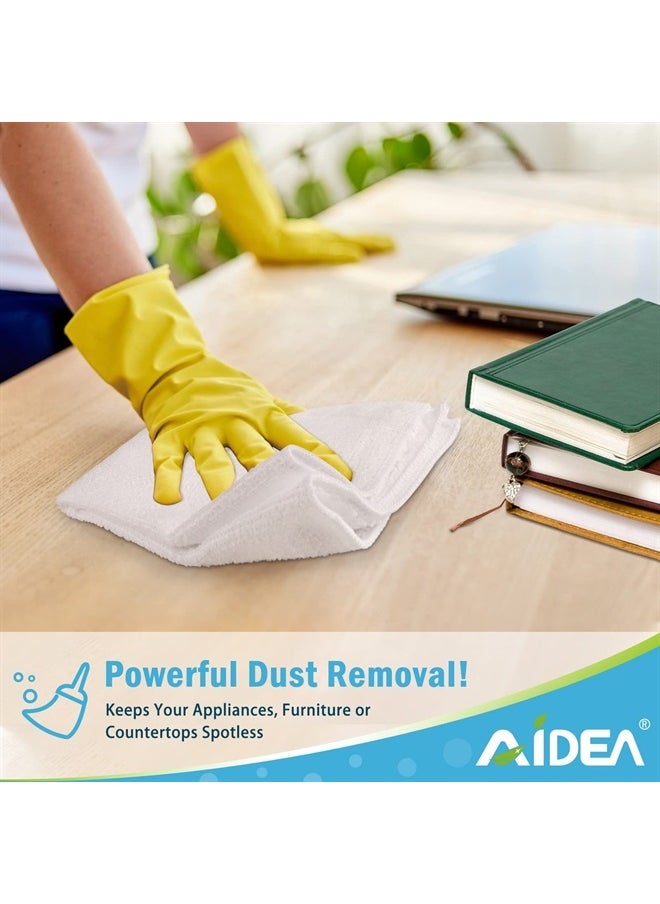 AIDEA - Microfiber Cleaning Cloths White-8PK, Strong Water Absorption, Lint-Free, Scratch-Free, Streak-Free, Dish Towels White (11.5in.x11.5in.) - Image 1