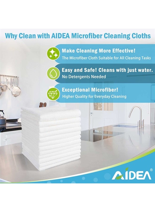 AIDEA - Microfiber Cleaning Cloths White-8PK, Strong Water Absorption, Lint-Free, Scratch-Free, Streak-Free, Dish Towels White (11.5in.x11.5in.) - Image 1