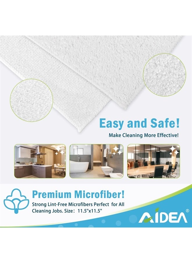 AIDEA - Microfiber Cleaning Cloths White-8PK, Strong Water Absorption, Lint-Free, Scratch-Free, Streak-Free, Dish Towels White (11.5in.x11.5in.) - Image 1