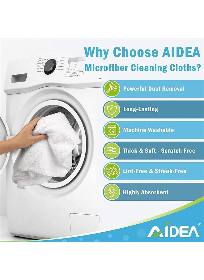 AIDEA - Microfiber Cleaning Cloths White-8PK, Strong Water Absorption, Lint-Free, Scratch-Free, Streak-Free, Dish Towels White (11.5in.x11.5in.) - Image 1