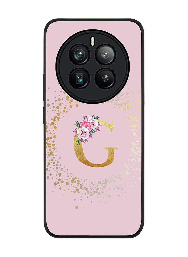 Stylizedd Rugged Black edge case for Realme 12 Pro / Realme 12 Pro Plus 5G, Slim fit Custom Monogram Initial Letter Floral Pattern Alphabet-G (Pink ) - Image 1