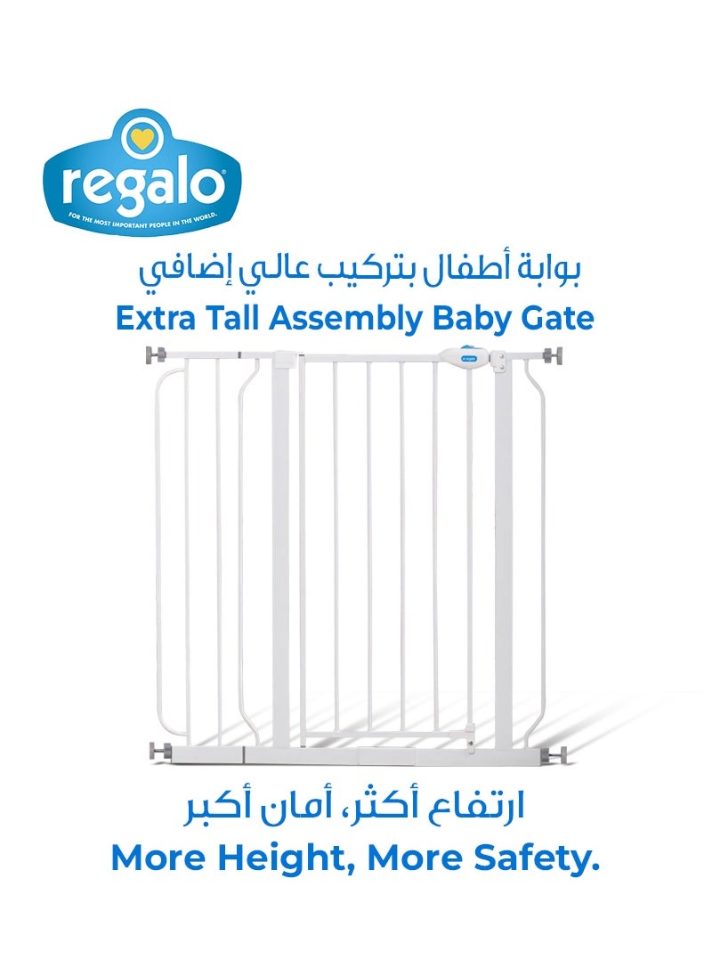 Regalo Extra Tall Baby Safety Gate | Walk-Through Door with Auto-Locking Latch | Adjustable Steel Frame | Fits 29”-38.5” Openings | Pressure & Hardware Mount | 36” Height | White  - Image 1