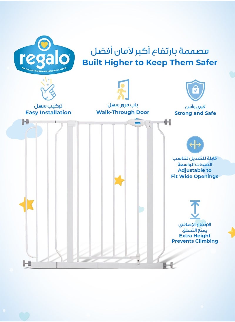 Regalo Extra Tall Baby Safety Gate | Walk-Through Door with Auto-Locking Latch | Adjustable Steel Frame | Fits 29”-38.5” Openings | Pressure & Hardware Mount | 36” Height | White  - Image 3