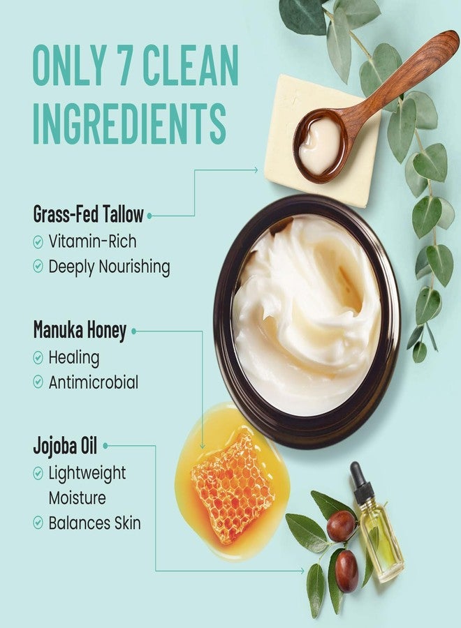 Body Restore Grass Fed Whipped Beef Tallow for Skin, Face, Body, Dry Skin - with Manuka Honey, Jojoba Oil, Birthday Gifts for Women, Men, Travel Essentials, Self Care - Eucalyptus - Image 2