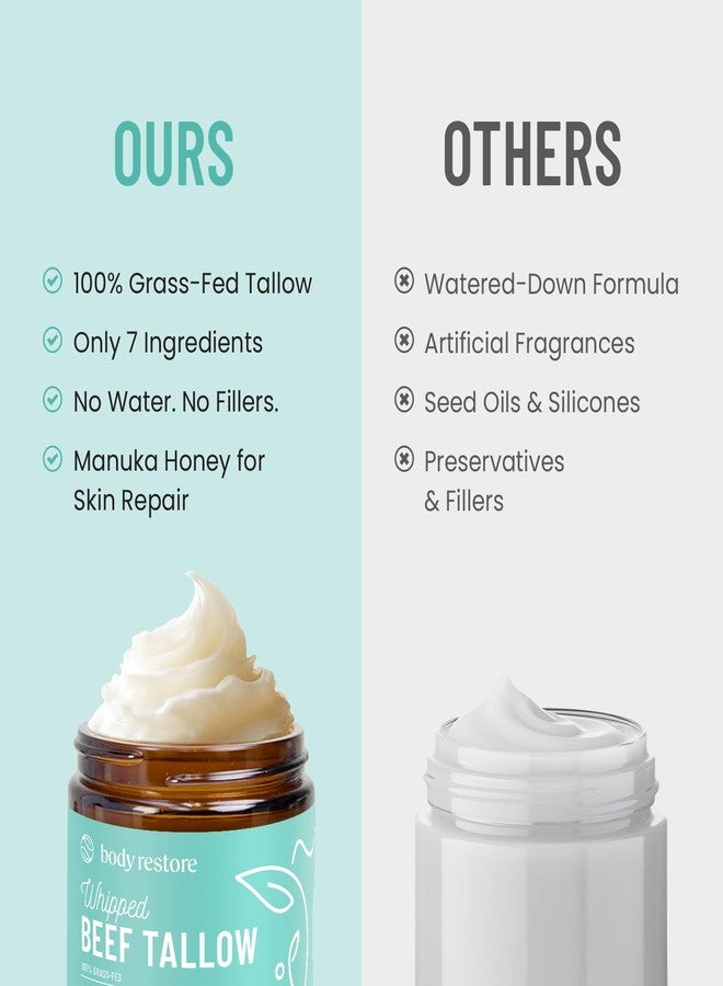 Body Restore Grass Fed Whipped Beef Tallow for Skin, Face, Body, Dry Skin - with Manuka Honey, Jojoba Oil, Birthday Gifts for Women, Men, Travel Essentials, Self Care - Eucalyptus - Image 4