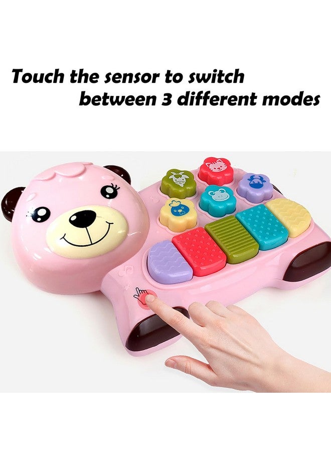 VGRASSP 5 Keys 3 Modes Music Melody Cute Animal Face Mini Piano Toy For Kids And Toddlers with Touch Conversion Mode Change, Animal Sound And Flashing Colorful Lights - Color As Per Stock (Bear Piano) - Image 5