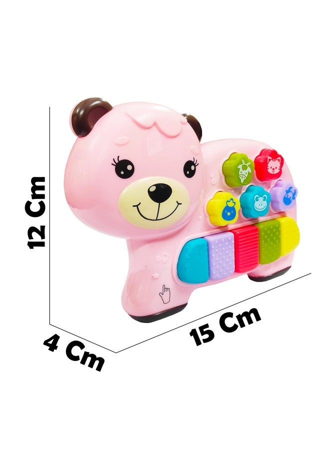 VGRASSP 5 Keys 3 Modes Music Melody Cute Animal Face Mini Piano Toy For Kids And Toddlers with Touch Conversion Mode Change, Animal Sound And Flashing Colorful Lights - Color As Per Stock (Bear Piano) - Image 3