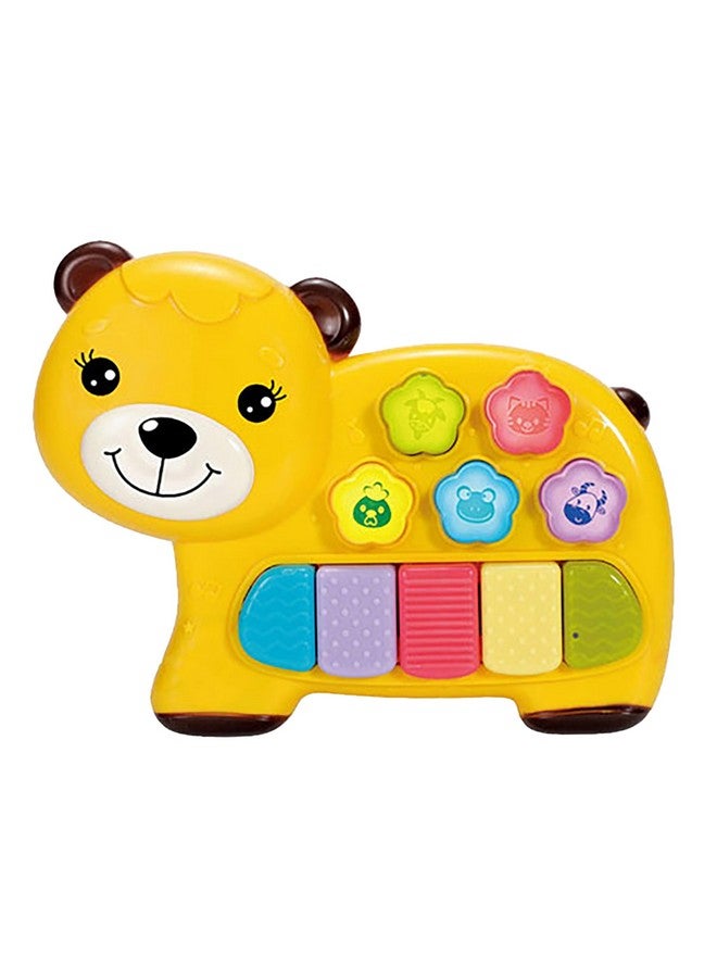 VGRASSP 5 Keys 3 Modes Music Melody Cute Animal Face Mini Piano Toy For Kids And Toddlers with Touch Conversion Mode Change, Animal Sound And Flashing Colorful Lights - Color As Per Stock (Bear Piano) - Image 1